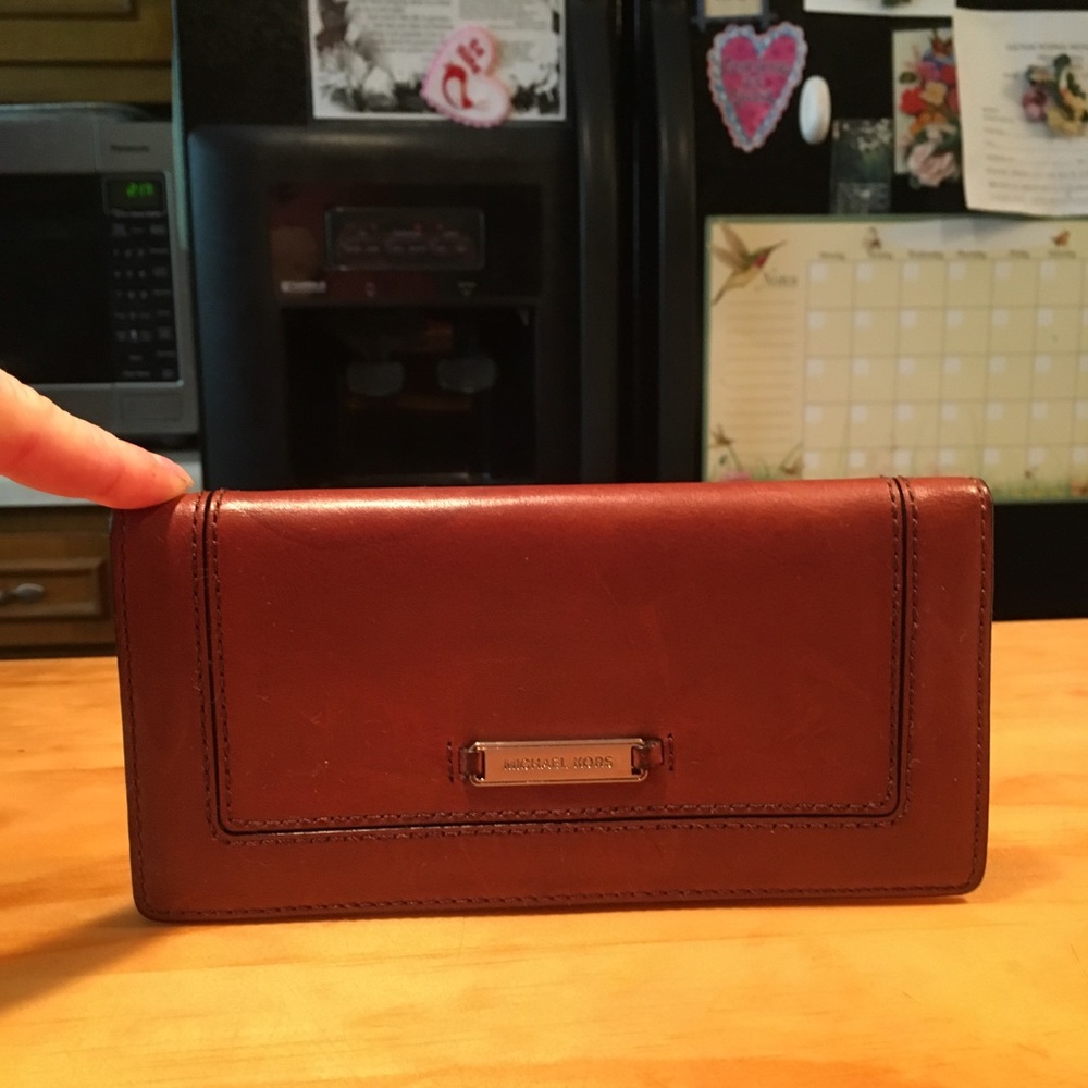 Michael Kors Brown Leather Trifold Clutch Wallet